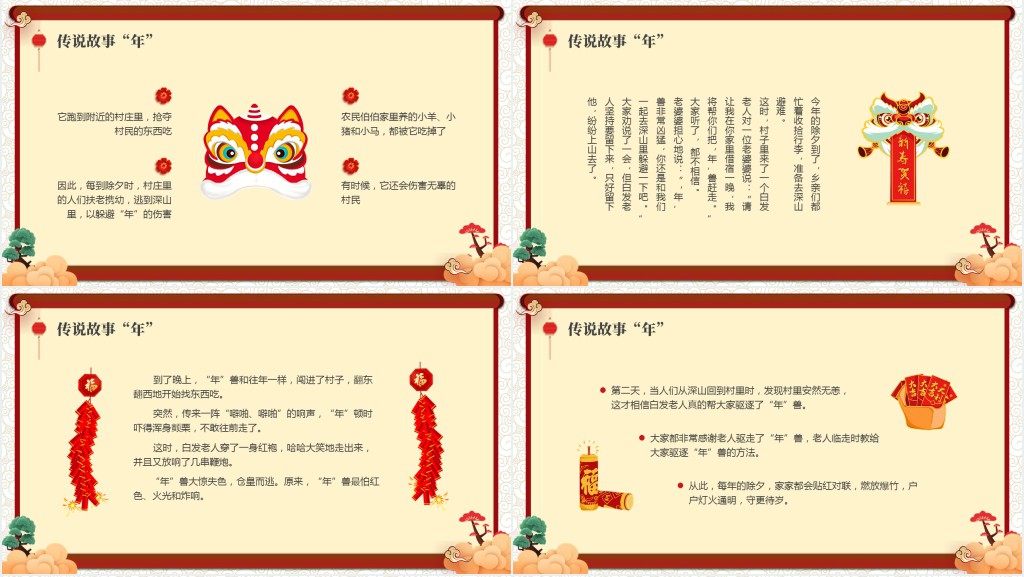 小学生介绍春节习俗PPT模板 小学生介绍春节习俗PPT模板