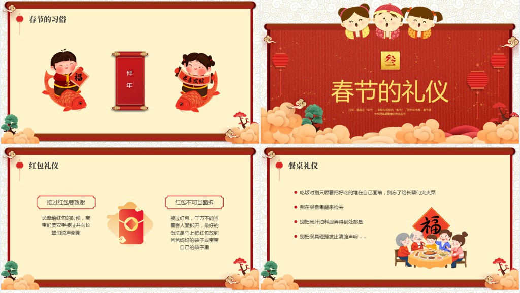小学生介绍春节习俗PPT模板 小学生介绍春节习俗PPT模板