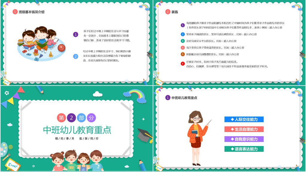 卡通风幼儿园中班开学家长会内容PPT模板 卡通风幼儿园中班开学家长会内容PPT模板
