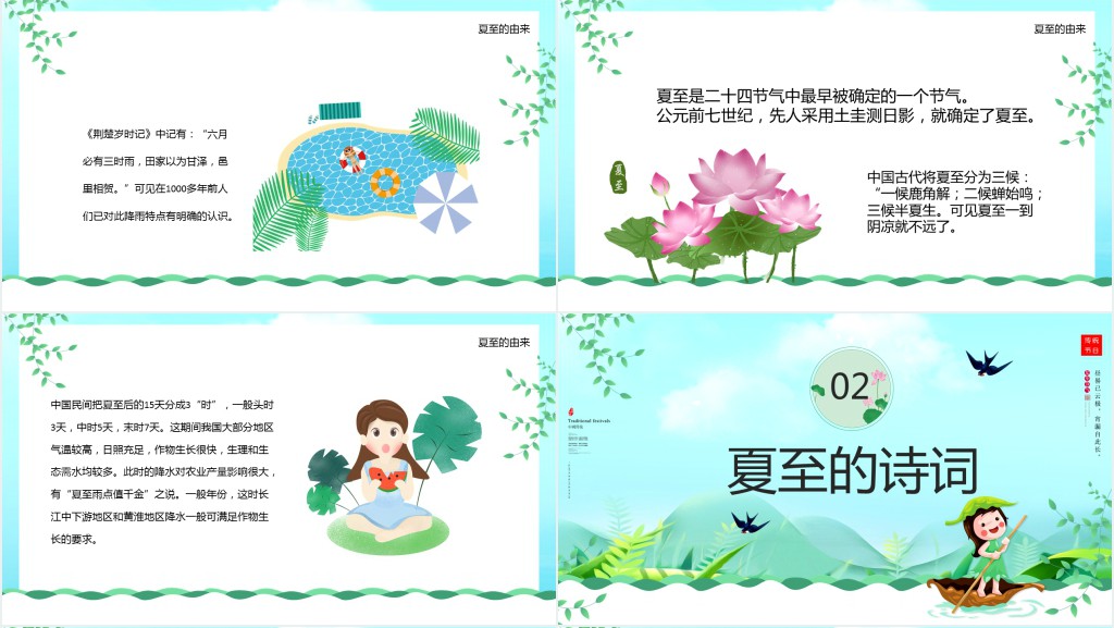 节气夏至介绍文档PPT模板 节气夏至介绍文档PPT模板