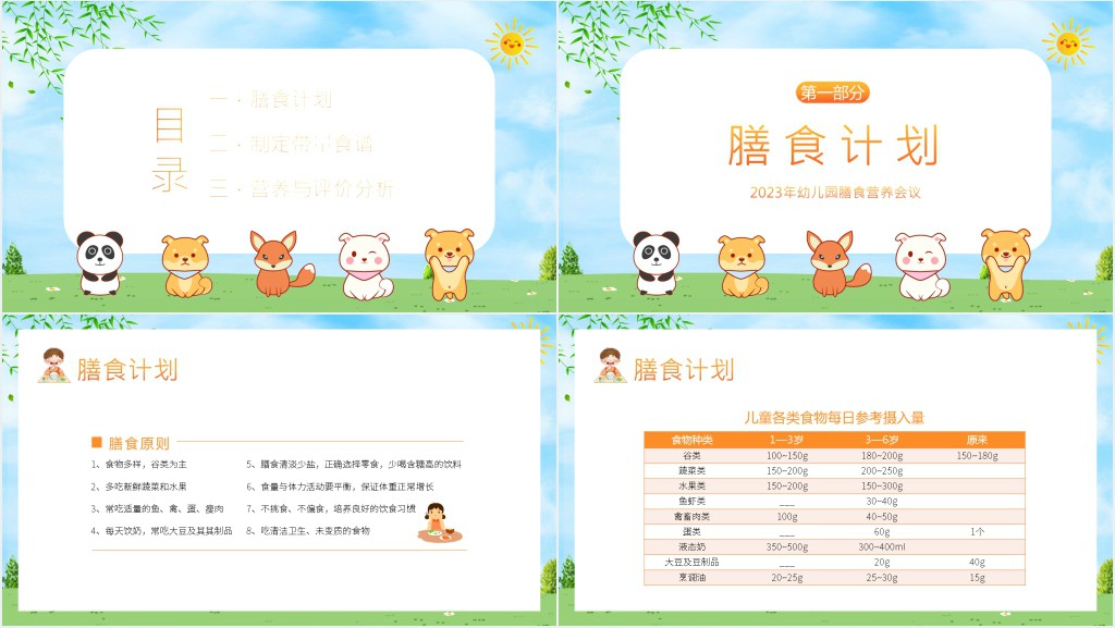 幼儿园膳食管理计划PPT模板 幼儿园膳食管理计划PPT模板