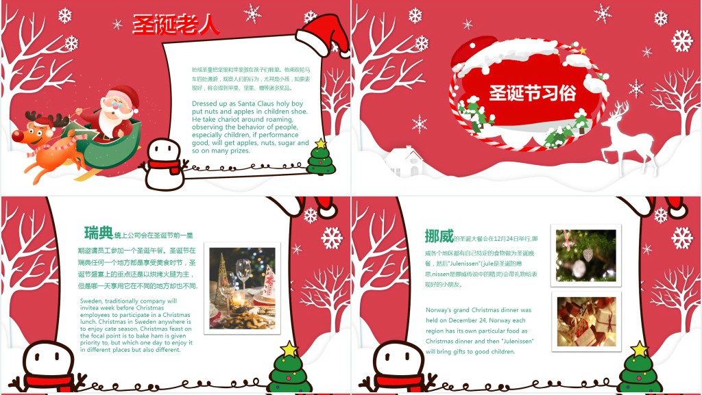 卡通风圣诞节知识主题班会PPT模板 卡通风圣诞节知识主题班会PPT模板