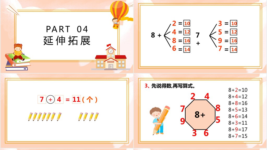 西师大版小学一年级数学上册《8、7、6加几》PPT课件 西师大版小学一年级数学上册《8、7、6加几》PPT课件