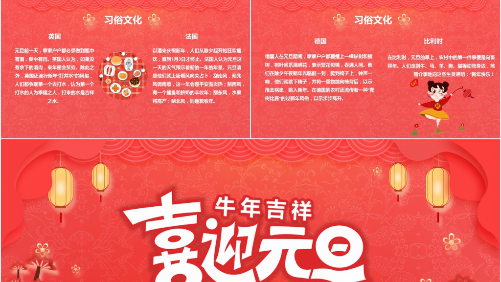 创意牛年元旦PPT模板 创意牛年元旦PPT模板