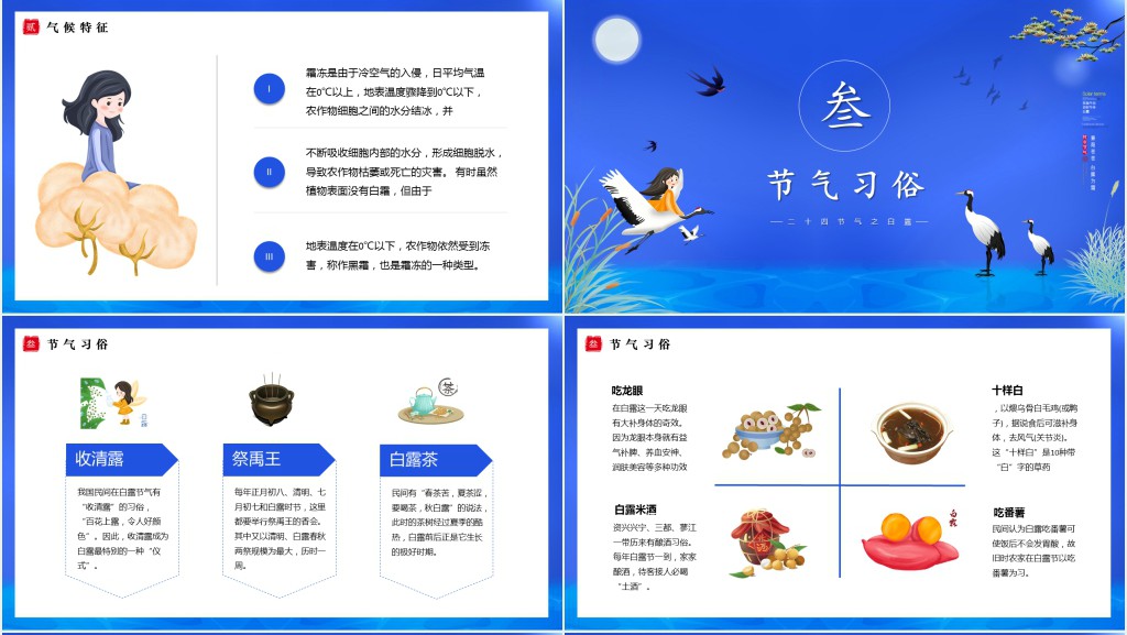小学生二十四节气白露介绍PPT模板 小学生二十四节气白露介绍PPT模板