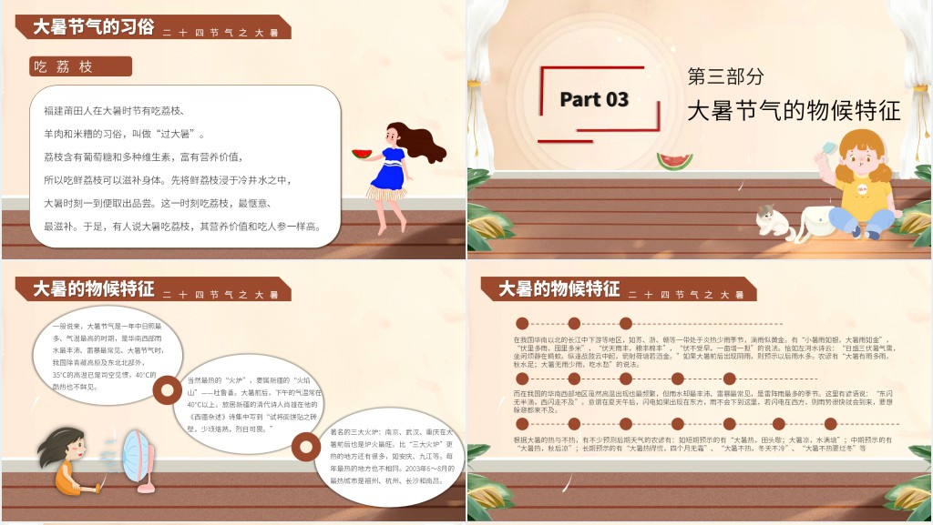 大暑由来和风俗PPT模板 大暑由来和风俗PPT模板