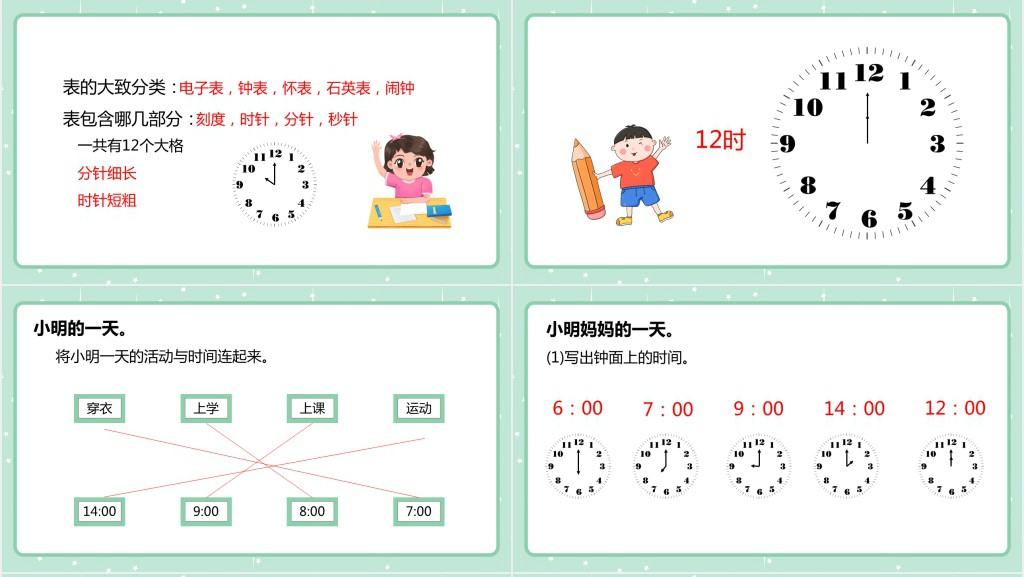 人教版小学一年级上册《认识钟表》PPT课件 人教版小学一年级上册《认识钟表》PPT课件