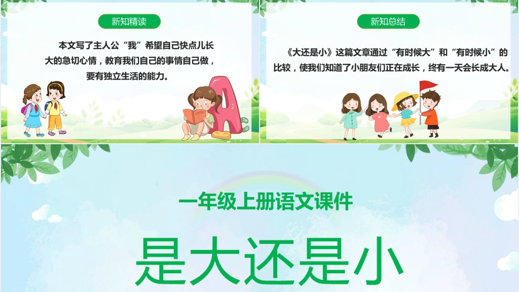 人教版小学一年级语文上册《是大还是小》PPT课件 人教版小学一年级语文上册《是大还是小》PPT课件