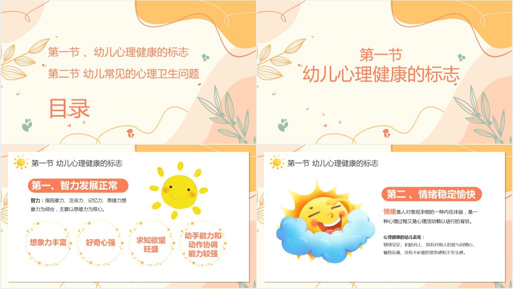 幼儿园心理健康教育培训内容PPT模板 幼儿园心理健康教育培训内容PPT模板