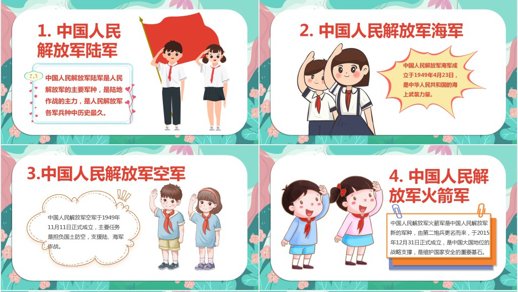 建军节童心筑梦荣耀致敬主题PPT模板