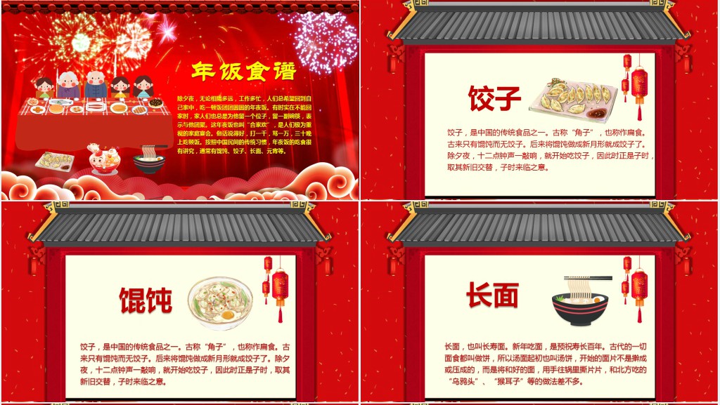 除夕夜吃年夜饭的习俗PPT模板 除夕夜吃年夜饭的习俗PPT模板