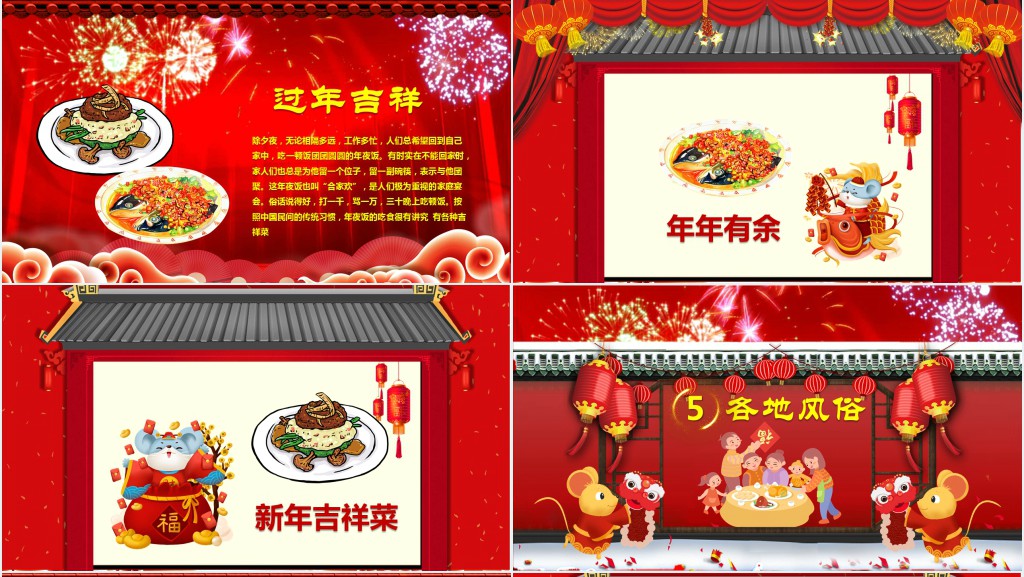 除夕夜吃年夜饭的习俗PPT模板 除夕夜吃年夜饭的习俗PPT模板