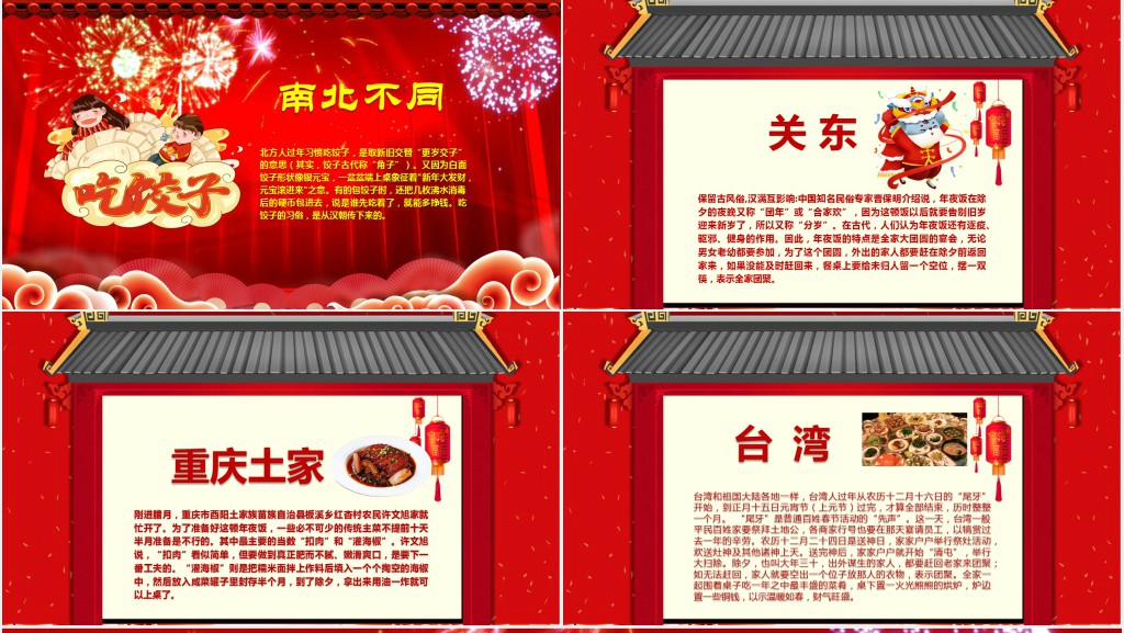 除夕夜吃年夜饭的习俗PPT模板 除夕夜吃年夜饭的习俗PPT模板