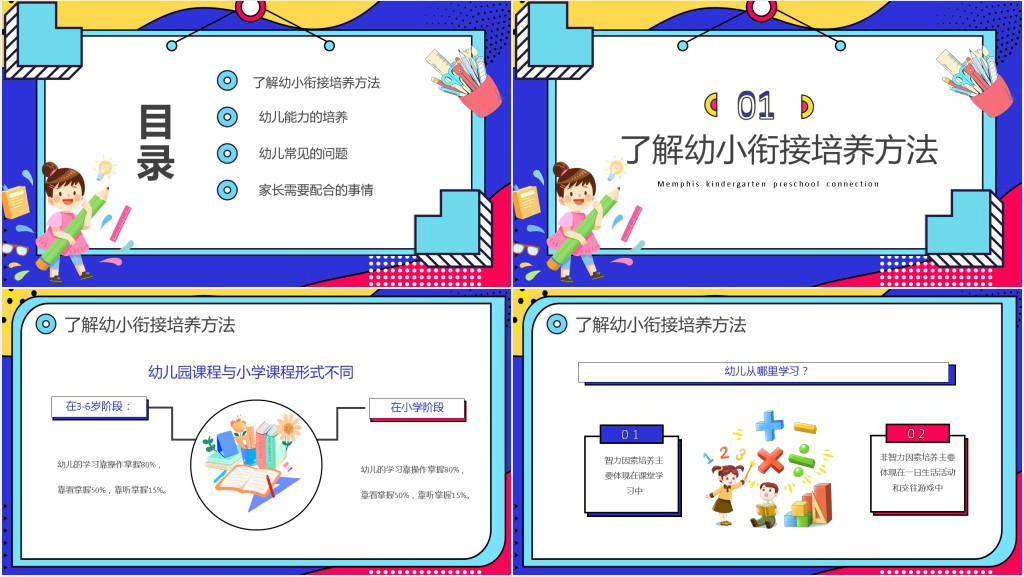 幼小衔接家长会主题讲座稿PPT模板 幼小衔接家长会主题讲座稿PPT模板