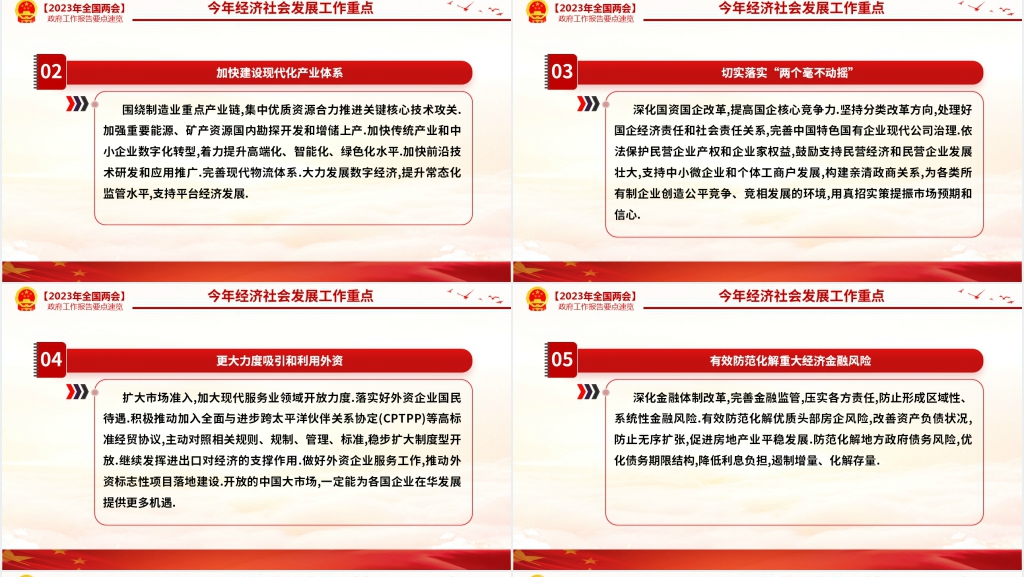 2023聚焦政府工作报告要点PPT模板 2023聚焦政府工作报告要点PPT模板