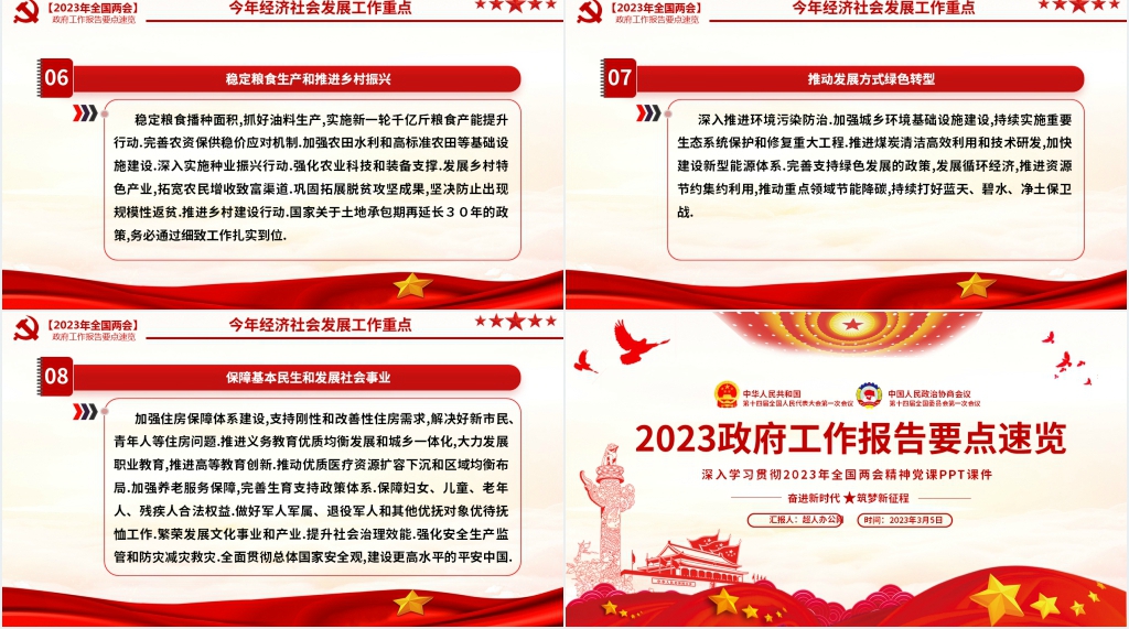 2023政府工作报告要点速览PPT模板 2023政府工作报告要点速览PPT模板