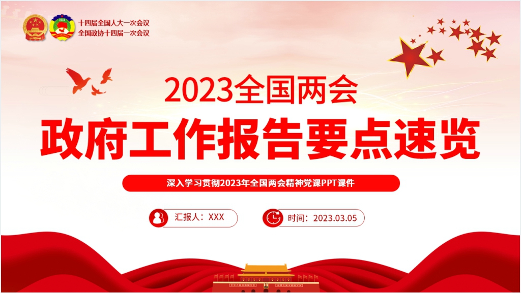 2023全国两会政府工作报告要点速览PPT党课截图