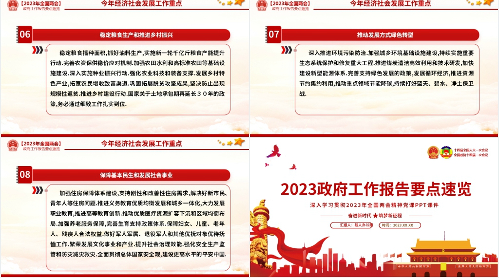2023两会政府工作报告要点速览PPT党课 2023两会政府工作报告要点速览PPT党课