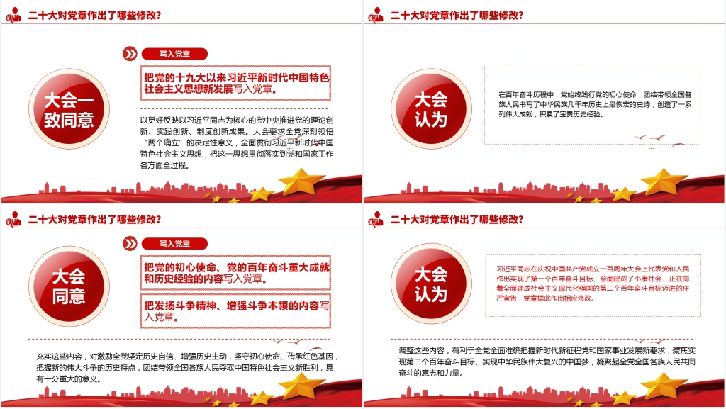 二十大党章重点修改内容PPT解读 二十大党章重点修改内容PPT解读