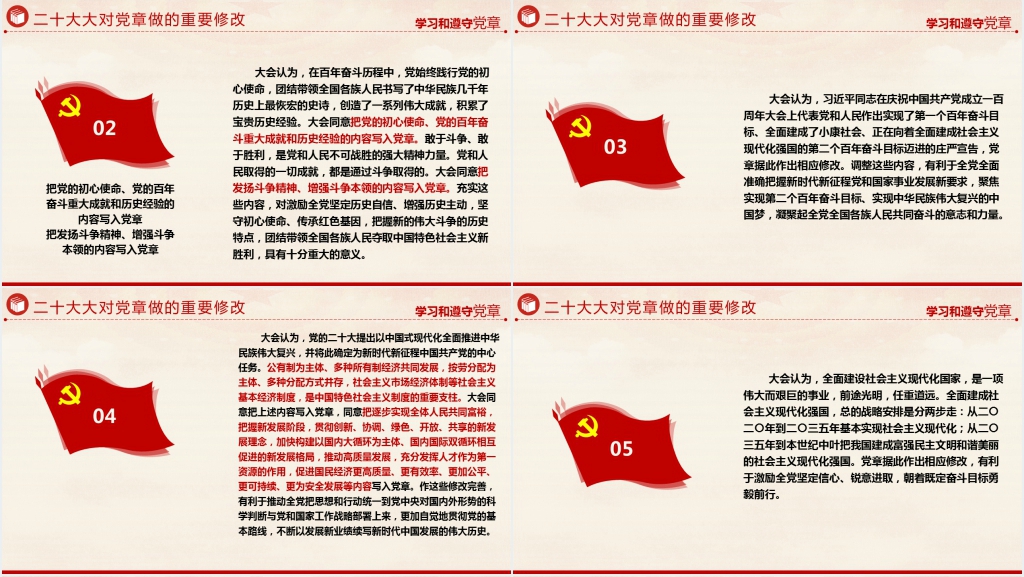 二十大新党章章程解读PPT模板 二十大新党章章程解读PPT模板