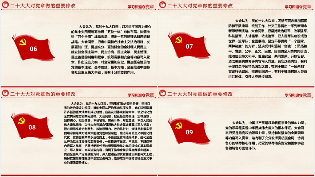 二十大新党章章程解读PPT模板 二十大新党章章程解读PPT模板