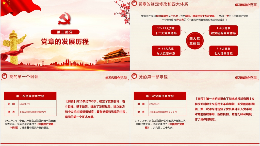 二十大新党章章程解读PPT模板 二十大新党章章程解读PPT模板