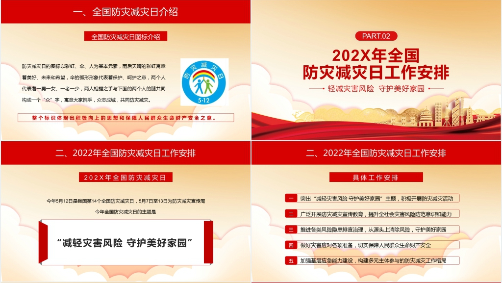 第14个全国防灾减灾日由来介绍PPT模板 第14个全国防灾减灾日由来介绍PPT模板