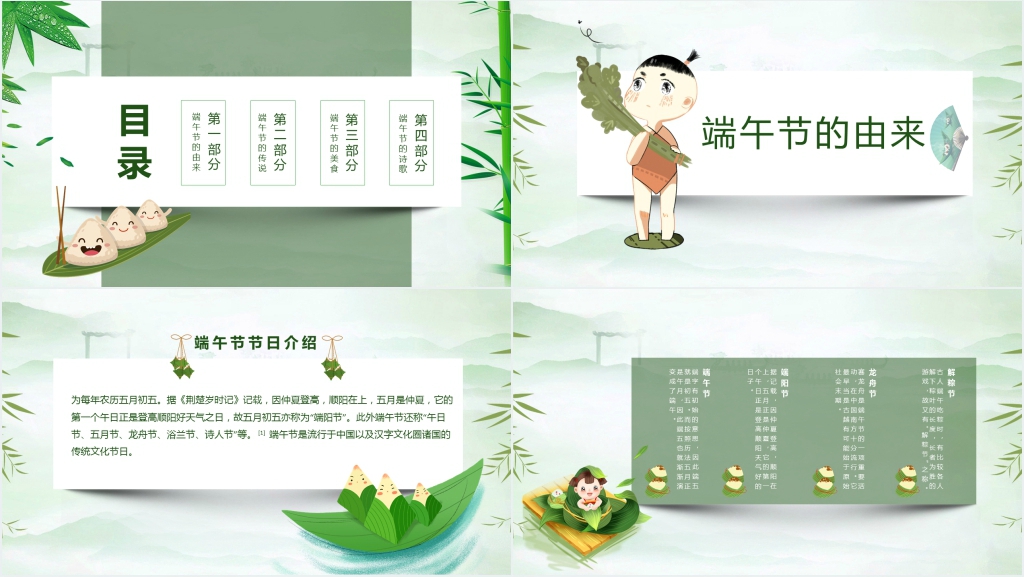 中国风端午节介绍PPT模板