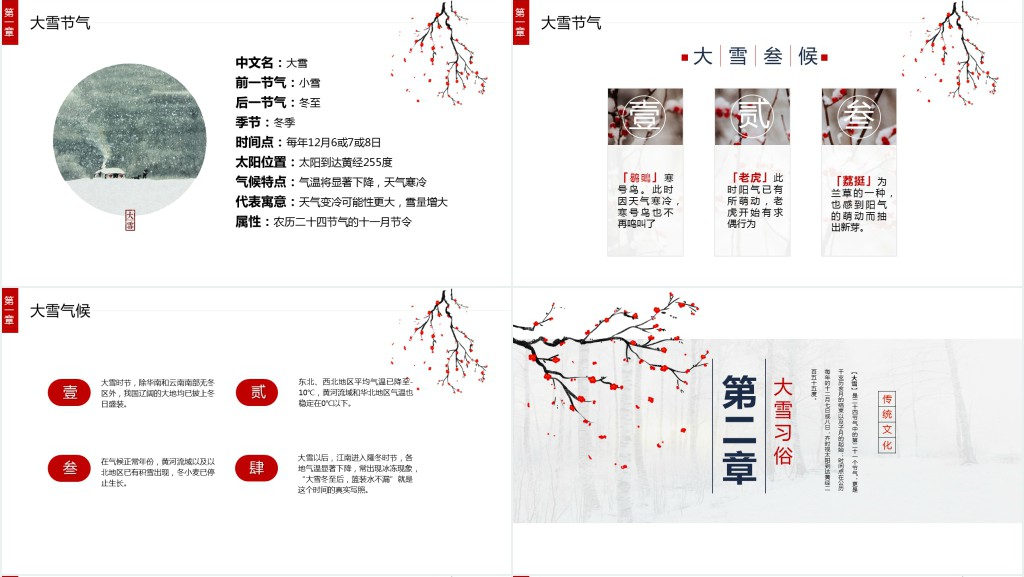 大雪节气民俗活动介绍PPT模板 大雪节气民俗活动介绍PPT模板