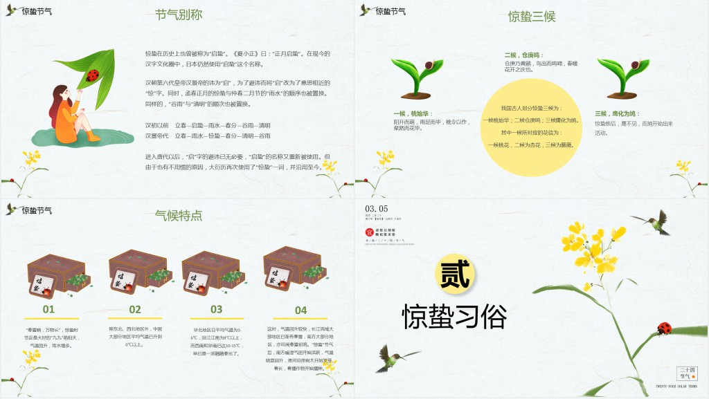 惊蛰节气相关习俗PPT模板 惊蛰节气相关习俗PPT模板