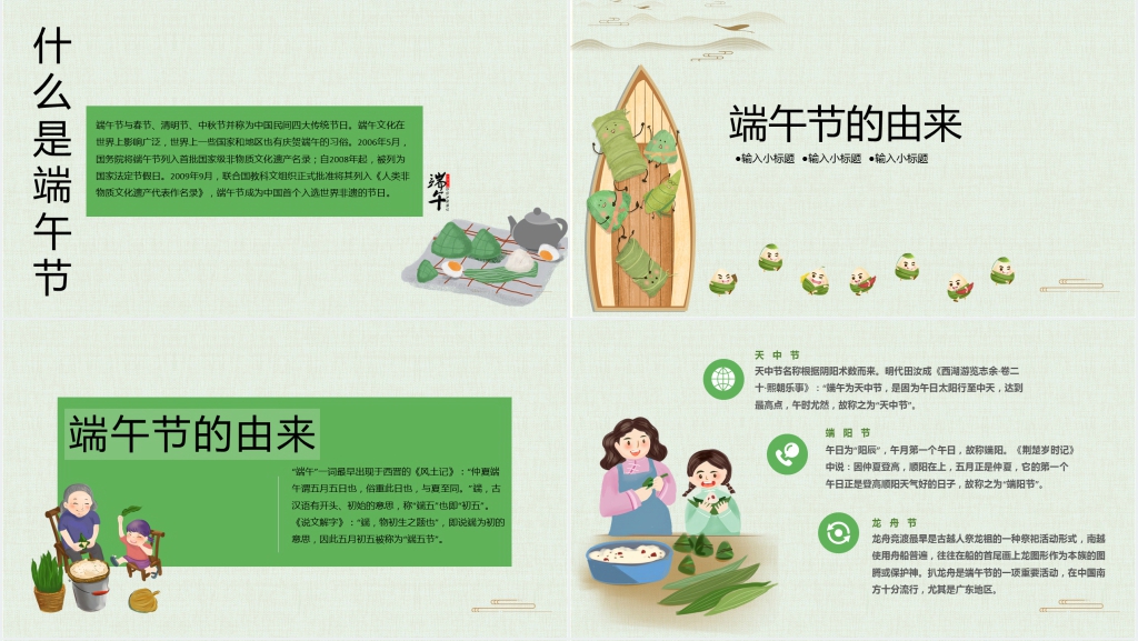小学生端午节认识介绍PPT模板