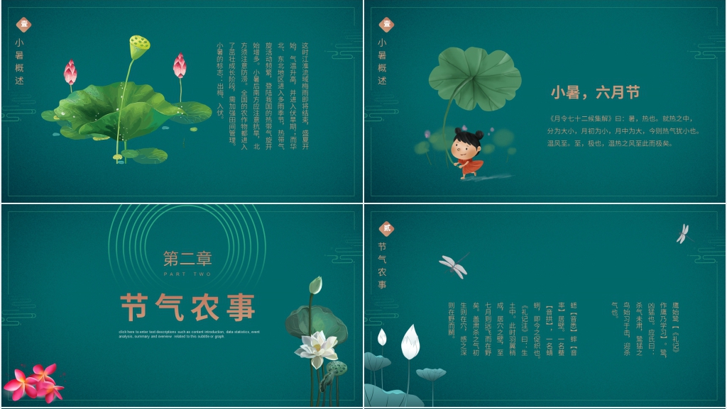 中国风二十四节气小暑活动的介绍PPT模板 中国风二十四节气小暑活动的介绍PPT模板