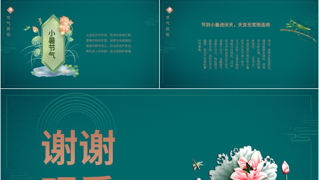 中国风二十四节气小暑活动的介绍PPT模板 中国风二十四节气小暑活动的介绍PPT模板