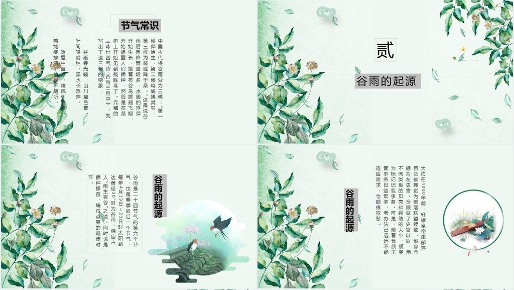 中国传统节气谷雨介绍PPT模板 中国传统节气谷雨介绍PPT模板