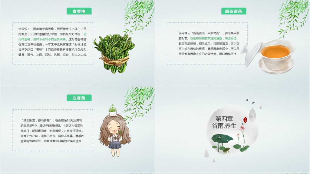 中国风谷雨相关的文化知识PPT模板