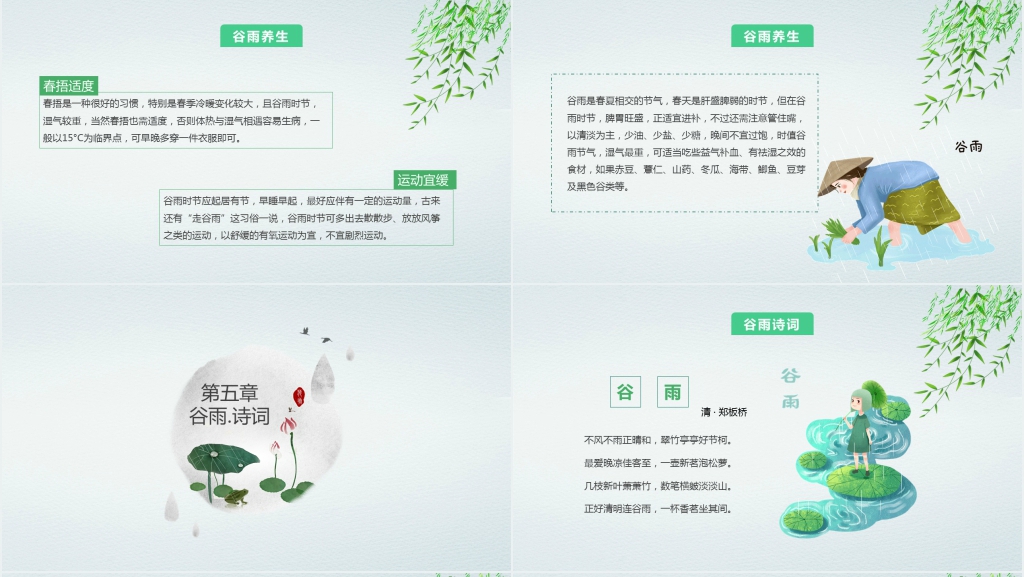 中国风谷雨相关的文化知识PPT模板