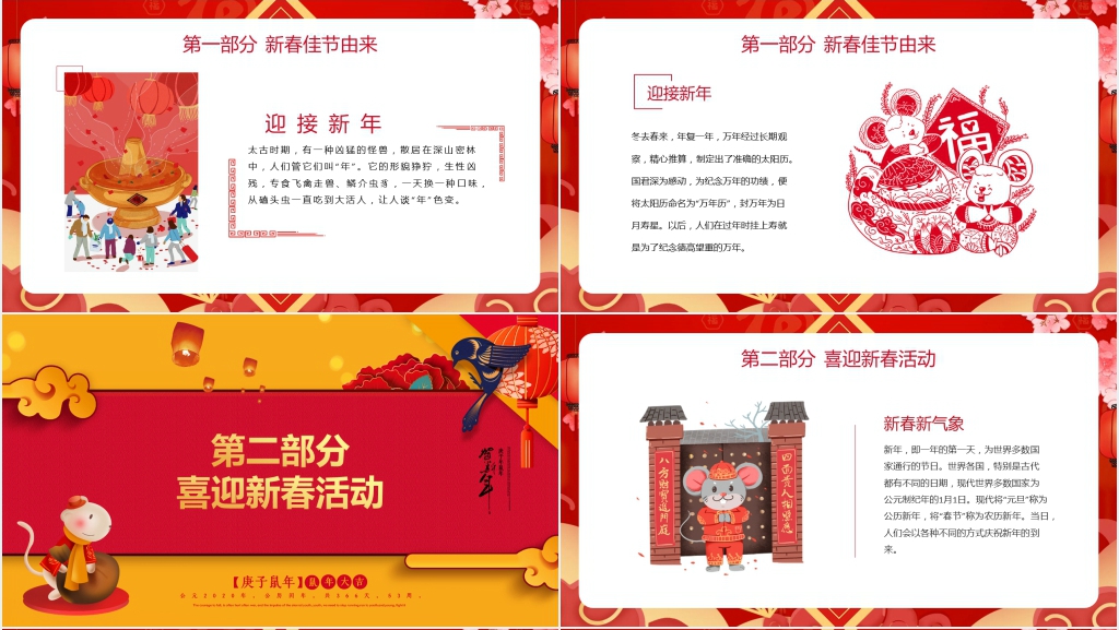 喜庆红色鼠年欢度春节PPT模板 喜庆红色鼠年欢度春节PPT模板