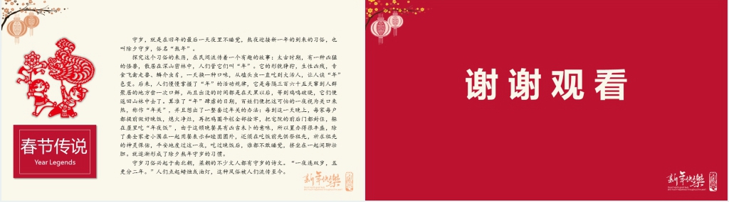 中国的春节习俗和美食PPT模板 中国的春节习俗和美食PPT模板