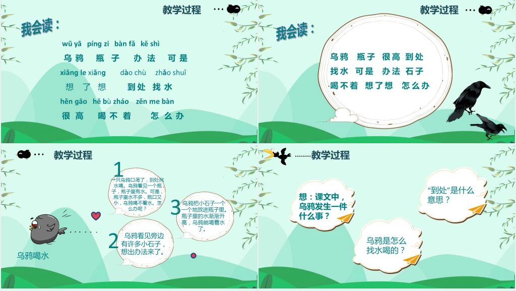 一年级乌鸦喝水故事PPT课件