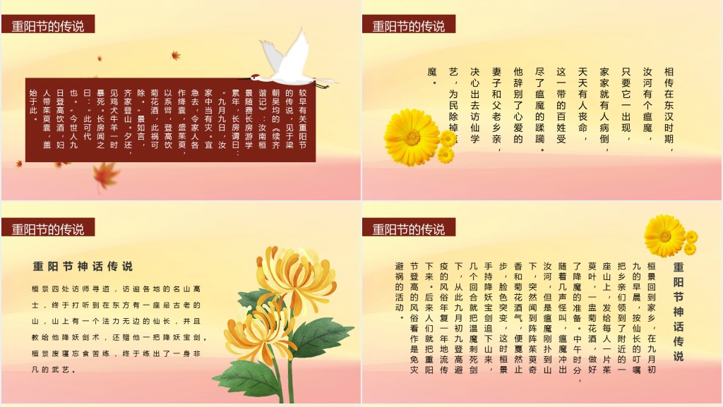 九九重阳节的由来和习俗PPT模板 九九重阳节的由来和习俗PPT模板
