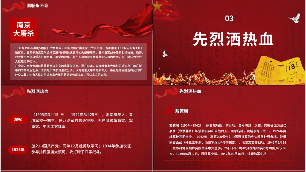 铭记历史勿忘九一八国耻纪念日PPT模板 铭记历史勿忘九一八国耻纪念日PPT模板