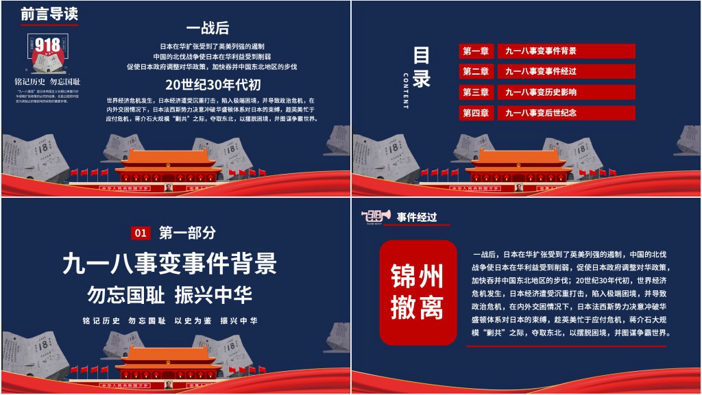 纪念九一八事变PPT模板 纪念九一八事变PPT模板