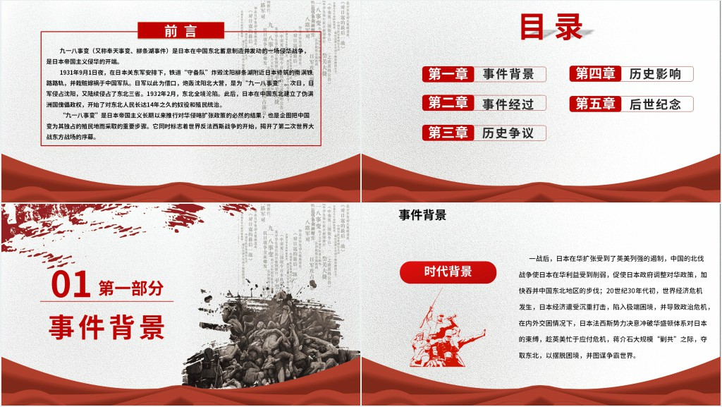 九一八事件的经过PPT模板 九一八事件的经过PPT模板