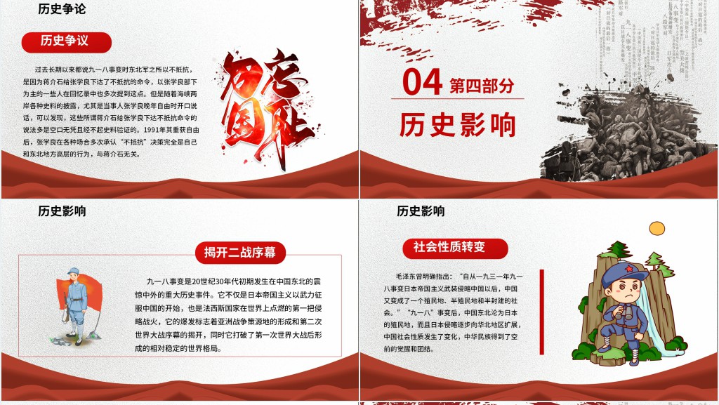 九一八事件的经过PPT模板 九一八事件的经过PPT模板