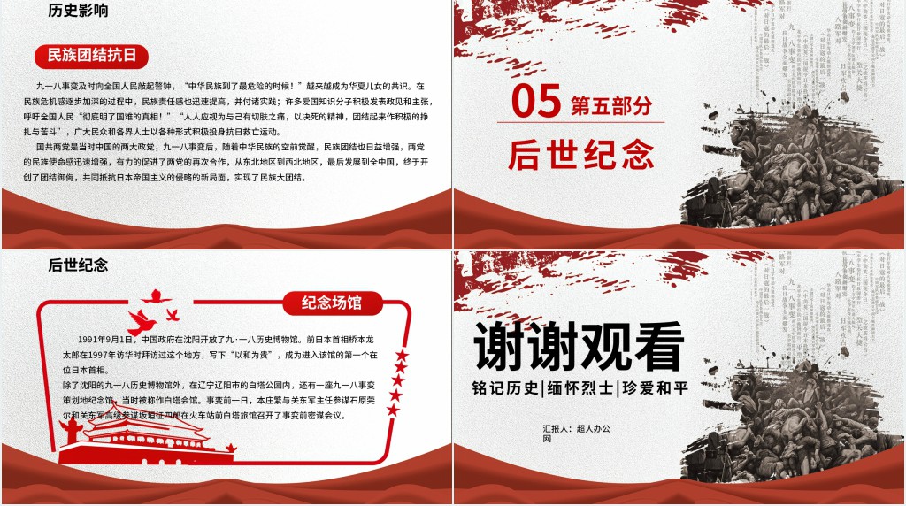 九一八事件的经过PPT模板 九一八事件的经过PPT模板