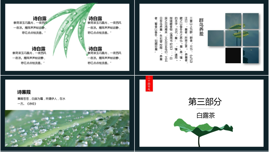 中国风白露节气诗词谚语欣赏PPT模板 中国风白露节气诗词谚语欣赏PPT模板