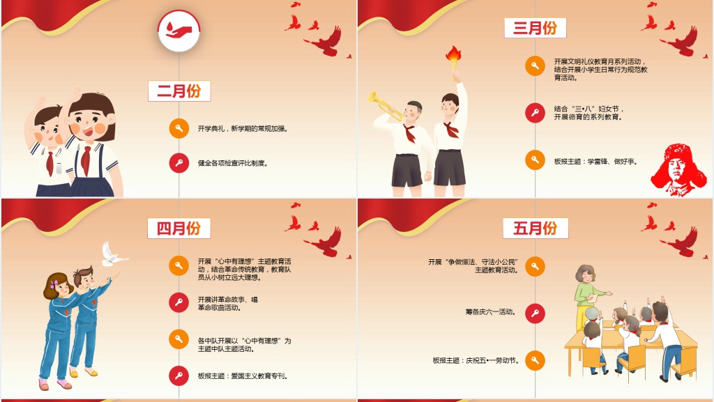 学校推进少先队工作计划PPT模板 学校推进少先队工作计划PPT模板