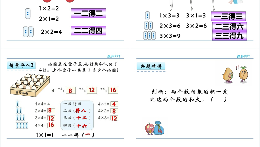 人教实验版二年级数学上册第4单元表内乘法(一)3 2、3、4的乘法口诀PPT课件 人教实验版二年级数学上册第4单元表内乘法(一)3 2、3、4的乘法口诀PPT课件