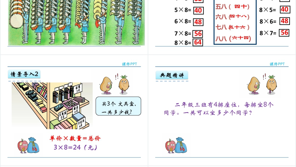 人教实验版二年级数学上册第6单元 表内乘法(二)8的乘法口诀PPT课件 人教实验版二年级数学上册第6单元 表内乘法(二)8的乘法口诀PPT课件