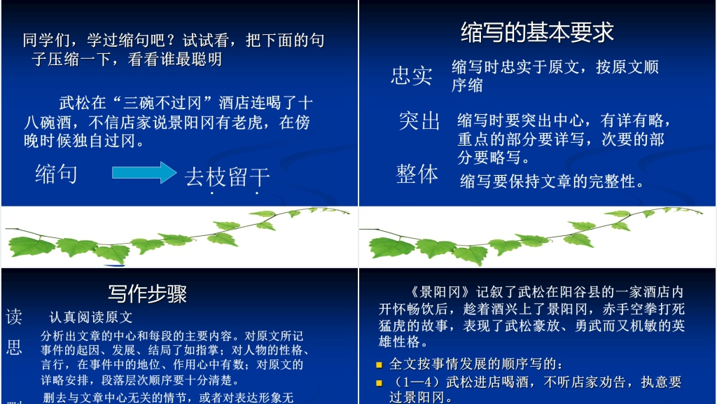 人教版小学五年级语文下册缩写PPT课件